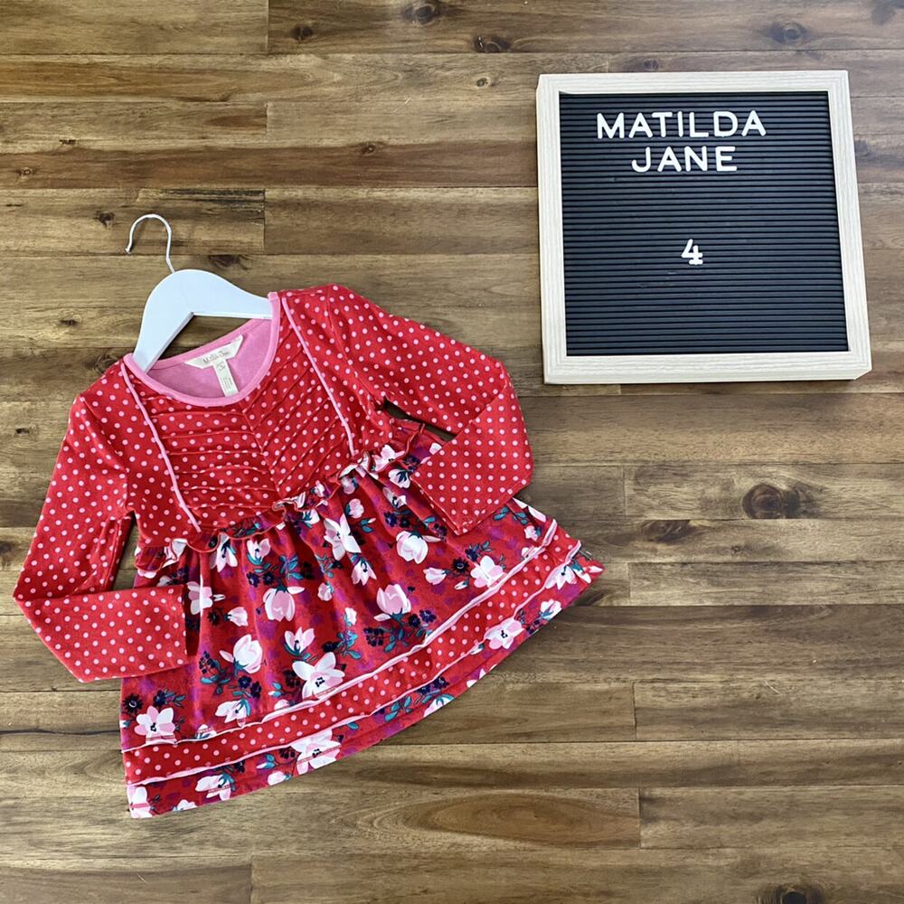 Matilda Jane Moments With You Cheerful Day Red Floral Polka Dot Knit Tunic 4